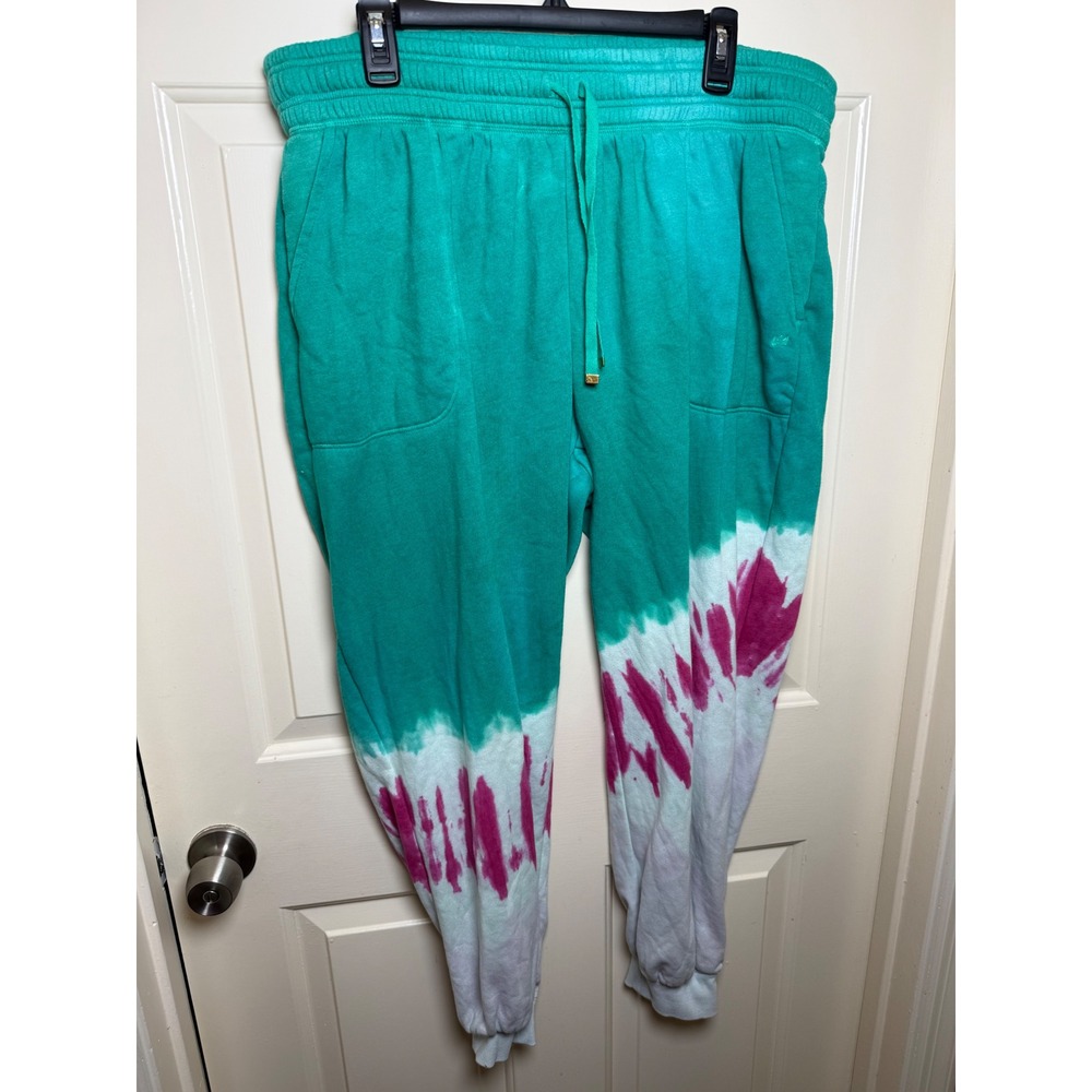 Cabana by Crown & Ivy Teal Pink Tie Dye Jogger Sweatpants Women 2X
